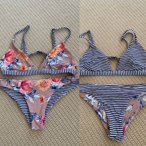 Roxy Floral/Striped Reversible Bathing Suit